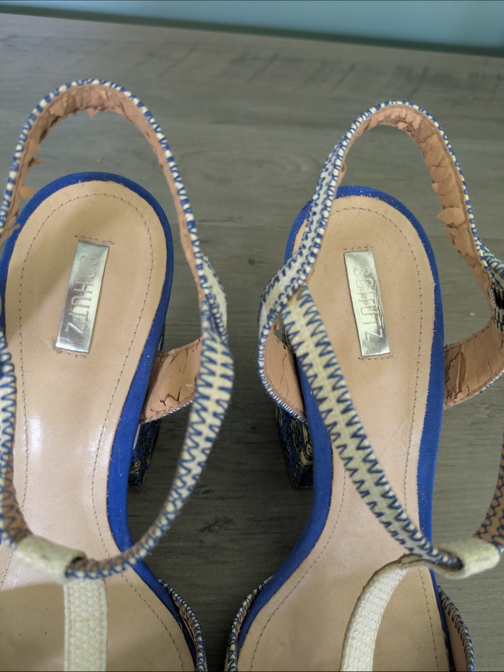 Schutz Felicita Blue & Ivory _ Floral Block Heel Sandal _ Anthropologie 10B - Picture 4 of 7